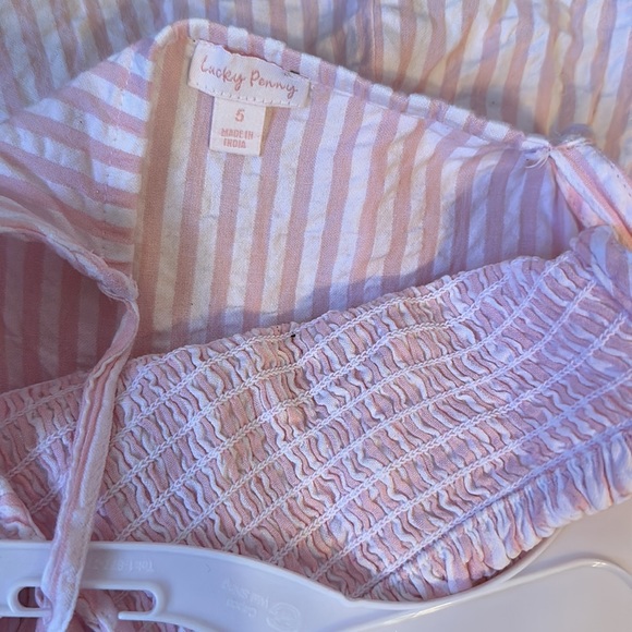 Lucky Penny Mommy and Me Pink Seersucker Cotton Stripe Sundress Little Girls 5 - Picture 7 of 7